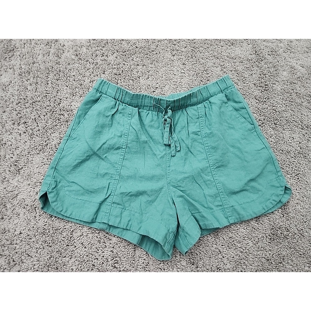 Universal Thread Women's M Teal Linen Blend Drawstring Elastic‎ Waist Shorts